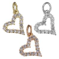 Cubic Zirconia Micro Pave Brass Pendant, Heart, plated, micro pave cubic zirconia & hollow Approx 3.5mm 