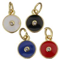 Cubic Zirconia Micro Pave Brass Pendant, Round, gold color plated, micro pave cubic zirconia & enamel Approx 3.5mm 