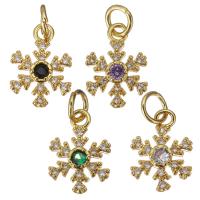 Cubic Zirconia Micro Pave Brass Pendant, Snowflake, gold color plated, micro pave cubic zirconia Approx 3.5mm 