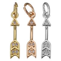 Cubic Zirconia Micro Pave Brass Pendant, Arrow, plated, micro pave cubic zirconia Approx 3.5mm 