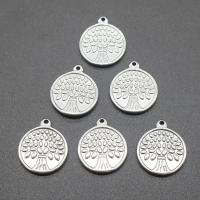 Stainless Steel Pendants, Round, plated, DIY, silver color, 18*21*2mm Approx 1mm 