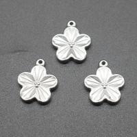 Edelstahl Blume Anhänger, plattiert, DIY, Silberfarbe, 15*18*3mm, Bohrung:ca. 1.5mm, 300PCs/Tasche, verkauft von Tasche