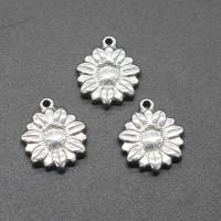 Edelstahl Blume Anhänger, plattiert, DIY, Silberfarbe, 15*18*3mm, Bohrung:ca. 1mm, 300PCs/Tasche, verkauft von Tasche