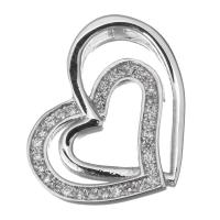 Cubic Zirconia Micro Pave Sterling Silver Pendant, Mixed Material, Heart, plated & micro pave cubic zirconia & hollow Approx 