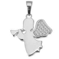 Cubic Zirconia Micro Pave Sterling Silver Pendant, Mixed Material, Angel, plated & micro pave cubic zirconia Approx 