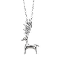 Sterling Silver Jewelry Necklace, Mixed Material, with 1 inch extender chain, Deer, plated & for woman 1.2mm Inch 