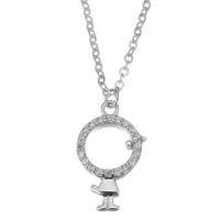 Cúbicos circón Micro pavimenta collar de plata Esterlinas, Material mezclado, con 1.5 inch extender cadena, chapado, diferentes materiales para la opción & micro arcilla de zirconia cúbica & para mujer & hueco, 9x15mm,1.2mm, longitud:aproximado 16 Inch, Vendido por UD