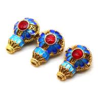 3 Holes Guru Beads, Cloisonne, handmade, DIY, mixed colors, 21*14mm 