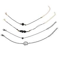 Zinc Alloy Bracelet Set, plated, for woman, black 