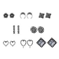 aleación de zinc Stud aretes, chapado, 8 piezas & para mujer, Vendido por Set