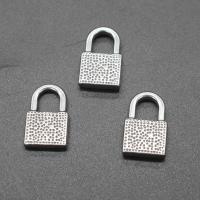 Stainless Steel Pendants, Lock, plated, DIY, silver color, 13*20*4mmuff0c7*7mm 