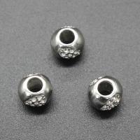 perles de grand trou en inox , acier inoxydable, Rond, Placage, DIY, argent, 11*10mm Environ 5mm Vendu par sac