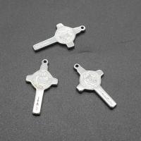 Pierres Pendentifs en acier inoxydable, croix, Placage, DIY, argent, 15*28*2mm Environ 1mm Vendu par sac