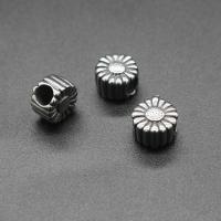 perles de grand trou en inox , acier inoxydable, fleur, Placage, DIY, argent, 11*11*7mm Environ 5mm Vendu par sac