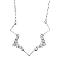 Cúbicos circón Micro pavimenta collar de plata Esterlinas, Material mezclado, con 3 inch extender cadena, chapado, diferentes materiales para la opción & micro arcilla de zirconia cúbica & para mujer, 10x4.5mm,6x12mm,1mm, longitud:aproximado 12 Inch, Vendido por Sarta