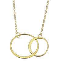 Sterling Silver Jewelry Necklace, Mixed Material, with 2 inch extender chain, gold color plated & for woman, 18mm,13mm,1.5mm Approx 16 Inch 