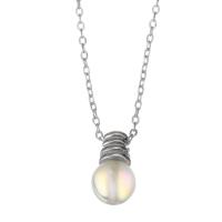 Sterling Silver Jewelry Necklace, Mixed Material, with Plastic, with 2 inch extender chain, Light Bulb, plated & for woman 1mm Approx 15 Inch 