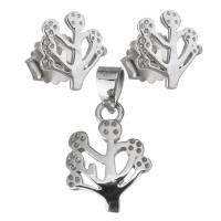 Zircon cubique Micro Pave Sterling Sliver parures de bijoux, matériel mélangé, Boucle d’oreille stud & pendentif, arbre, Placage, différents matériaux pour le choix & pavé de micro zircon & pour femme  Environ Vendu par fixé