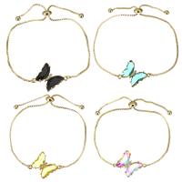 Brass Bracelets, with Crystal, Butterfly, plated, fashion jewelry & for woman 1mm 