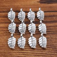 Pendentifs feuilles en alliage de zinc , Placage, Vintage & DIY, argent, 8*20mm, Vendu par PC