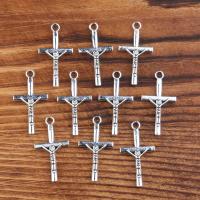 Zinc Alloy Cross Pendants, plated, vintage & DIY, silver color, 15*28mm 