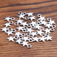 Zinc Alloy Star Pendant, plated, vintage & DIY, silver color, 8*11mm 