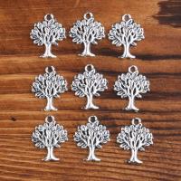 Zinc Alloy Jewelry Pendants, Tree, plated, vintage & DIY, silver color, 17*21mm 