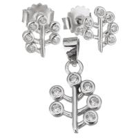 Zircon cubique Micro Pave Sterling Sliver parures de bijoux, matériel mélangé, Boucle d’oreille stud & pendentif, Placage, différents matériaux pour le choix & pavé de micro zircon & pour femme  Environ Vendu par fixé