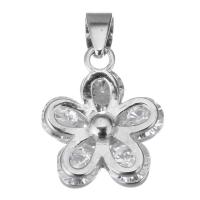 Cubic Zirconia Micro Pave Sterling Silver Pendant, Mixed Material, Flower, plated & micro pave cubic zirconia Approx 