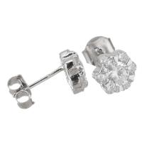 Arete de plata esterlina, Material mezclado, Flor, chapado, diferentes materiales para la opción & micro arcilla de zirconia cúbica & para mujer, 8x7.5mm, Vendido por Par