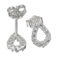 Arete de plata esterlina, Material mezclado, Gota, chapado, diferentes materiales para la opción & micro arcilla de zirconia cúbica & para mujer & hueco, 6x9mm, Vendido por Par