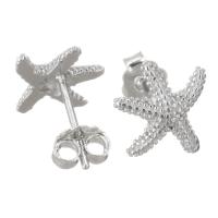 Arete de plata esterlina, Material mezclado, Estrella de Mar, chapado, diferentes materiales para la opción & micro arcilla de zirconia cúbica & para mujer, 8.5x9mm, Vendido por Par