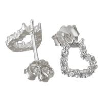 Arete de plata esterlina, Material mezclado, Corazón, chapado, diferentes materiales para la opción & micro arcilla de zirconia cúbica & para mujer & hueco, 7x8mm, Vendido por Par