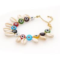 Evil Eye Bracelet Bijoux, coquille, avec Des billes de verre, Mauvais œil, pour femme, plus de couleurs à choisir pouce, Vendu par brin