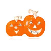 Zinc Alloy Jewelry Brooch, Pumpkin, plated, for woman & with rhinestone, orange 