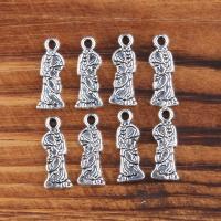 Zinc Alloy Jewelry Pendants, Girl, plated, vintage & DIY, silver color, 6*18mm 