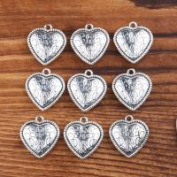 Colgantes de Aleación de Zinc en Forma de Corazón, chapado, Vintage & Bricolaje, plateado, 6*20*22mm, Vendido por UD