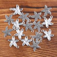 Zinc Alloy Jewelry Pendants, Starfish, plated, vintage & DIY, silver color, 20*22mm 