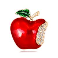 Weihnachten Schmuck Brosche, Zinklegierung, Apfel, plattiert, Modeschmuck & mit Strass, rot, verkauft von PC