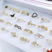 Zink-Legierung Ring Set, Zinklegierung, mit Strass, plattiert, Koreanischen Stil & Mischringgröße, goldfarben, 17/18/19/20mm, 24PCs/Box, verkauft von Box