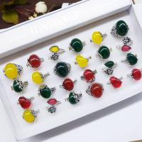 Zink-Legierung Ring Set, Zinklegierung, mit Naturstein, plattiert, Mischringgröße & für Frau, gemischte Farben, Größe:5.5-10, 100PCs/Box, verkauft von Box