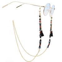 or 18K Chaîne de lunettes, avec Seedbead & Hématite & Cristal naturel, Placage, anti-dérapage & conception de modèle de verre, doré, 780mm, Vendu par fixé