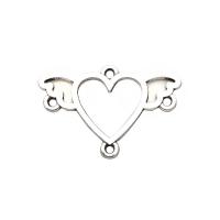 Zinc Alloy Charm Connector, Heart, plated, hollow 