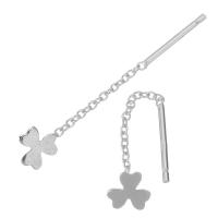 Fil d'argent Sterling Grâce Boucles d'oreilles, matériel mélangé, Trois Clover Leaf, Placage, différents matériaux pour le choix & pour femme, 32mm Vendu par paire