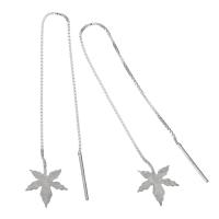 Fil d'argent Sterling Grâce Boucles d'oreilles, matériel mélangé, Feuille d'érable, Placage, différents matériaux pour le choix & pour femme, 98mm Vendu par paire