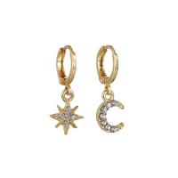 Asymmetric Earrings, Zinc Alloy, gold color plated, micro pave cubic zirconia & for woman 