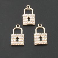 Zinklegierung Türschloss Anhänger, plattiert, DIY, goldfarben, 13*20*4mm, Bohrung:ca. 2mm, 50PCs/Tasche, verkauft von Tasche