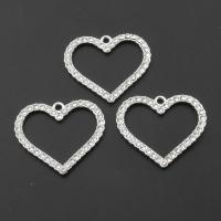 Colgantes de diamantes de imitación de la aleación de zinc, Corazón, chapado, Bricolaje, plateado, 32*29*2mm, agujero:aproximado 2mm, 50PCs/Bolsa, Vendido por Bolsa