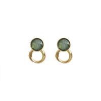 Pendientes de Perno de Aleación de Zinc, chapado en color dorado, para mujer, gris, 23x30mm, Vendido por Par