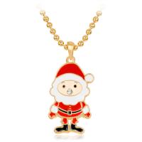 Enamel Zinc Alloy Necklace, silver color plated, Christmas jewelry & for woman & with rhinestone, red .74 Inch 